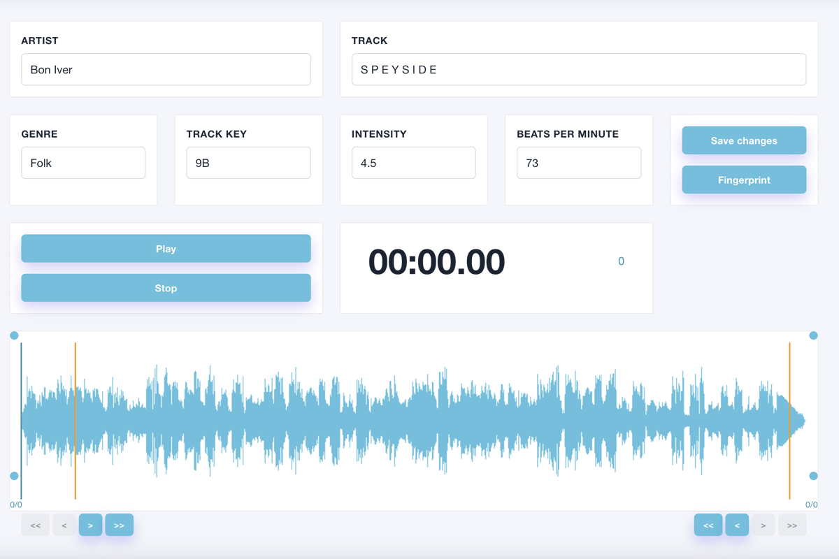 The waveform trim and fade audio editor